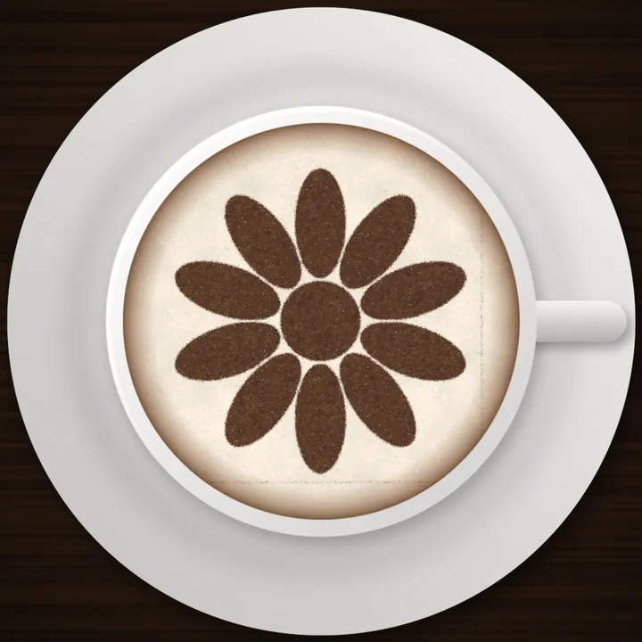 Margarita de cacao sobre la espuma de un café